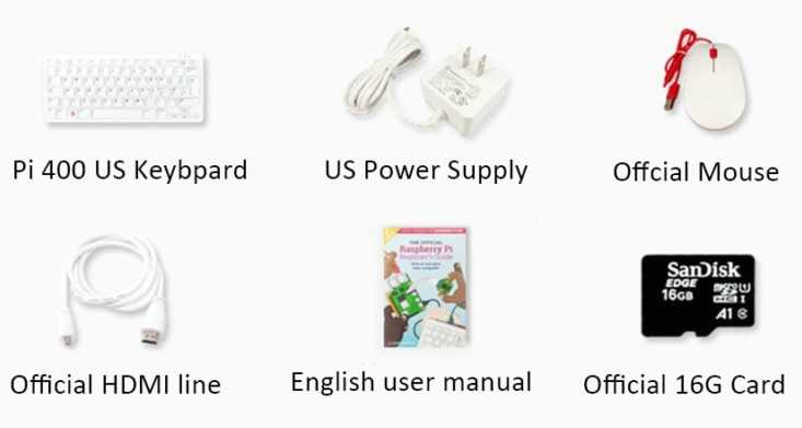 Raspberry pi 400 Computer Built Into a Keyboard with Official Mouse SD Card Power Adapter HDMI Cable Optional