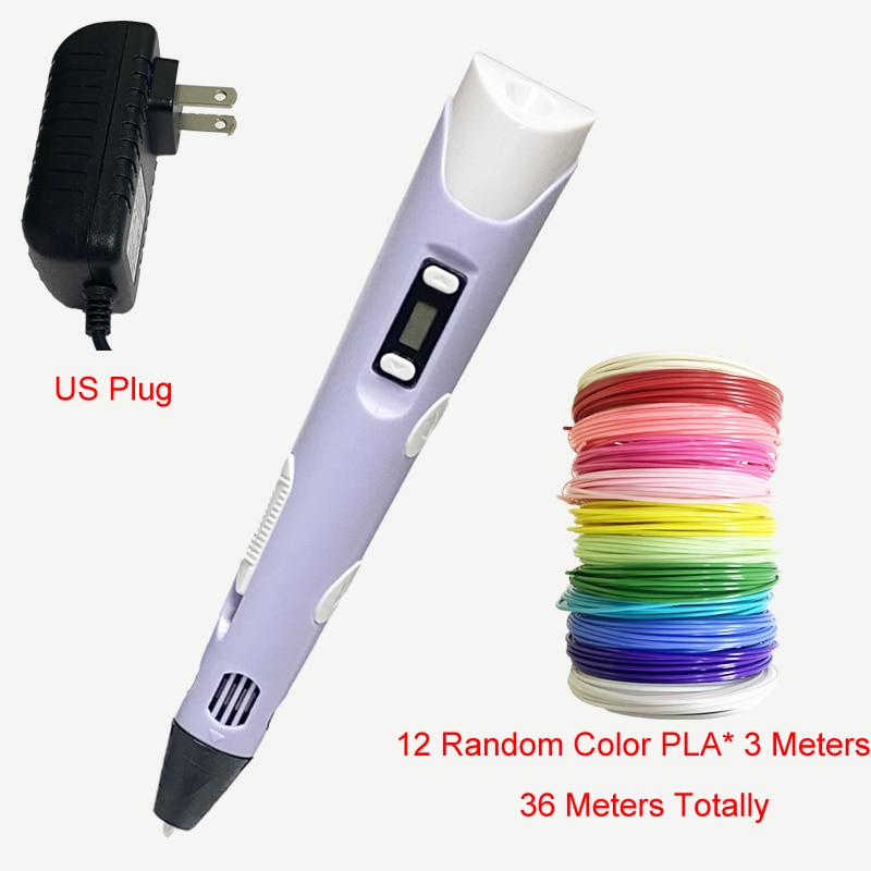 3D Printing Pen 3D Pen OLED Display With 12 Color PLA/ABS Filaments 3D Drawing Printer For Kids/Adults Creative Design Drawing