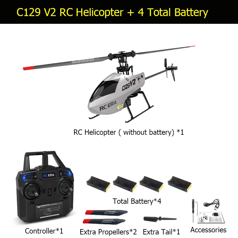 C129V2 2.4GHz RC Helicopter 6-axis Gyroscope PRO Helicopter Single Paddle Without Ailerons Remote Aircraft RC Toy