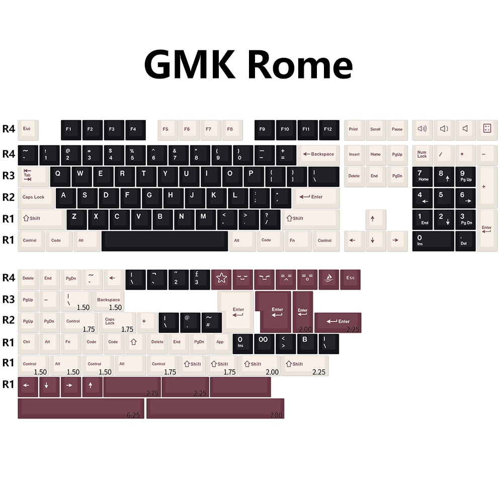 KBDiy GMK Keycap Clone Arctic Red Samurai 8008 WOB Rome Circus Cherry Profile MX Double Shot ABS Keycaps for Mechanicla Keyboard
