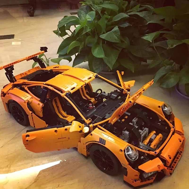 MOC Technical Brick Orange Super SportsCar Model Compatible 42056 Building Blocks Kid Educational Toy Birthdays Gifts Set
