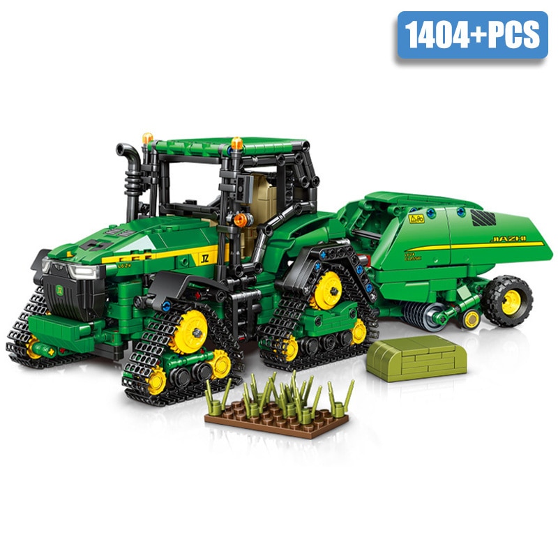 Technical 1404pcs Farm John Deere Harvester Machine Building Blocks MOC Mechanical Tractor Bricks Toys Gifts For Children Adult