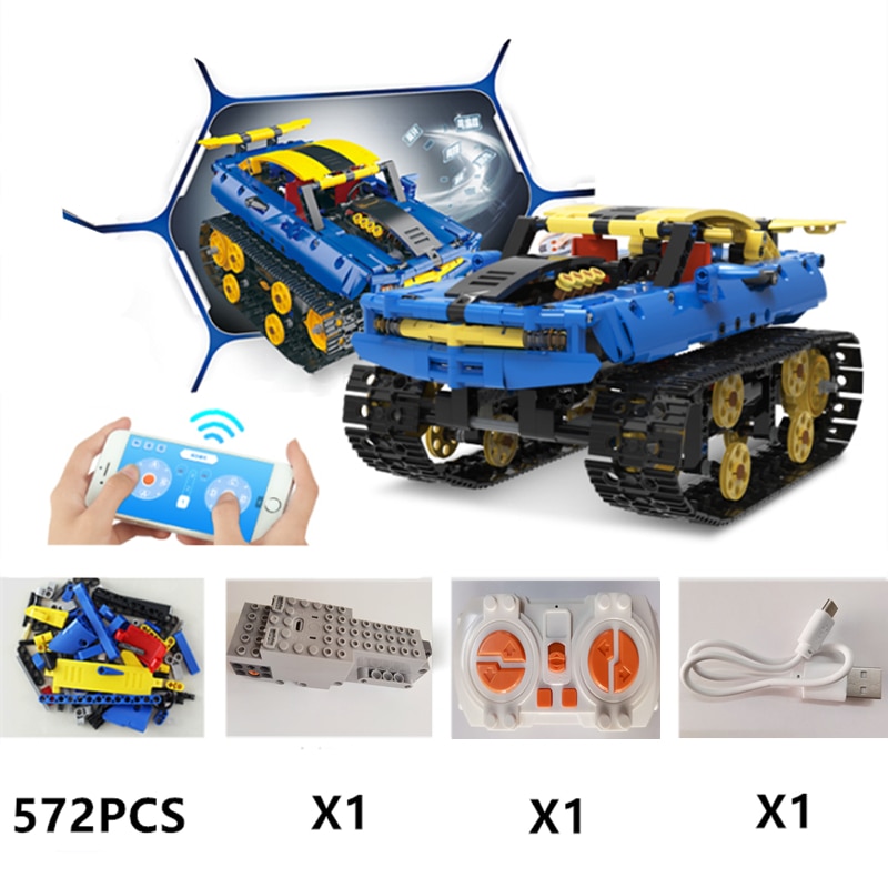 RC Racing Car Bricks Off-road Vehicle Tank Electric Building Blocks Technical APP Program Control Driving Toys Boy Gifts 572 PCS