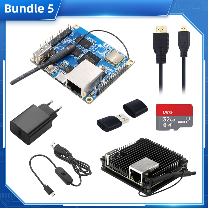 Orange Pi Zero 2 1GB RAM Allwinner H616  BT Wifi IR Receiver Optional Aluminum Case Power Supply HDMI-compatible Cable