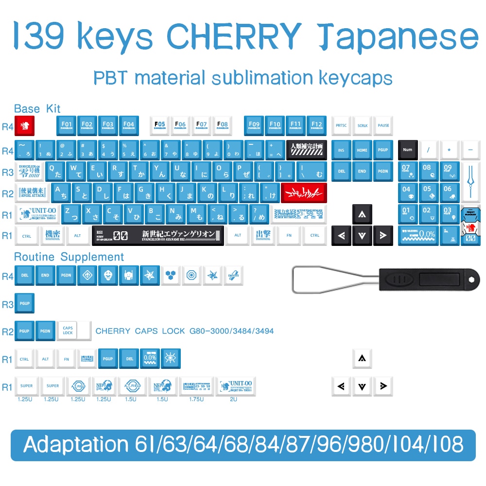139 keys English Japanese Korean/Russian Cartoon Keycaps Cherry Profile PBT Keycap For GMK Cherry MX Switch Mechanical Keyboard