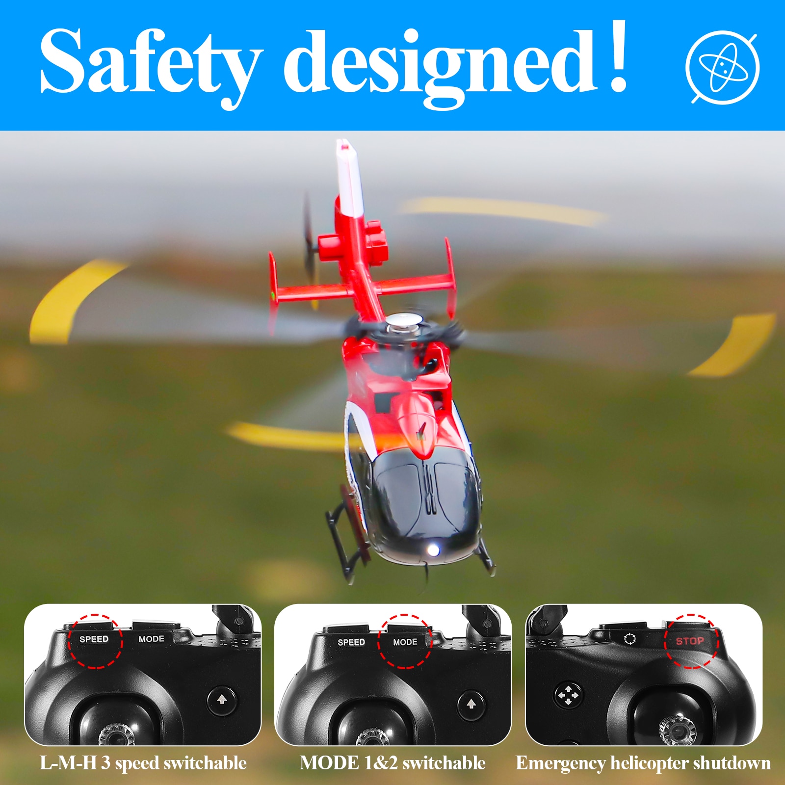 EC-135 Scaled 100 Size 4 Channels Gyro Stabilized RC Helicopter for Adults Professional Beginner Remote Control Hobby Toys - RTF