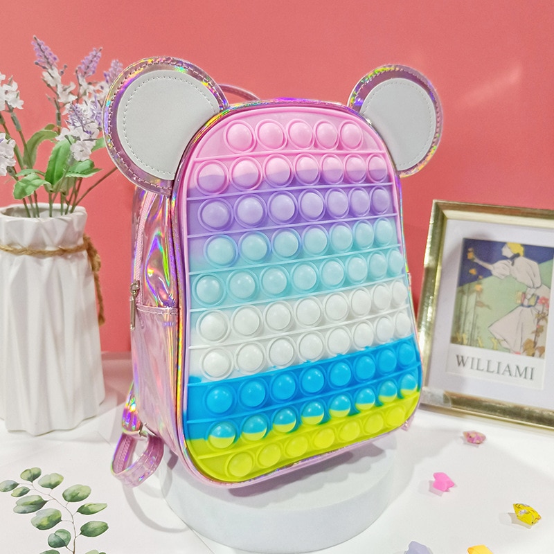 Pop Backpack for Children Girls Push Bubbles Bag Antistress Toys for Kids Student Simple Dimple Crossbody Bags School Backpack