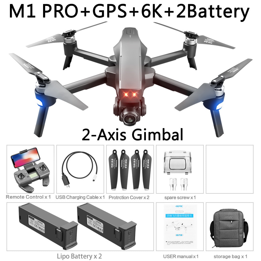 2021 M1 Pro 2 drone 4k HD mechanical 2-Axis gimbal camera 5G wifi gps system supports TF card drones distance 1.6km