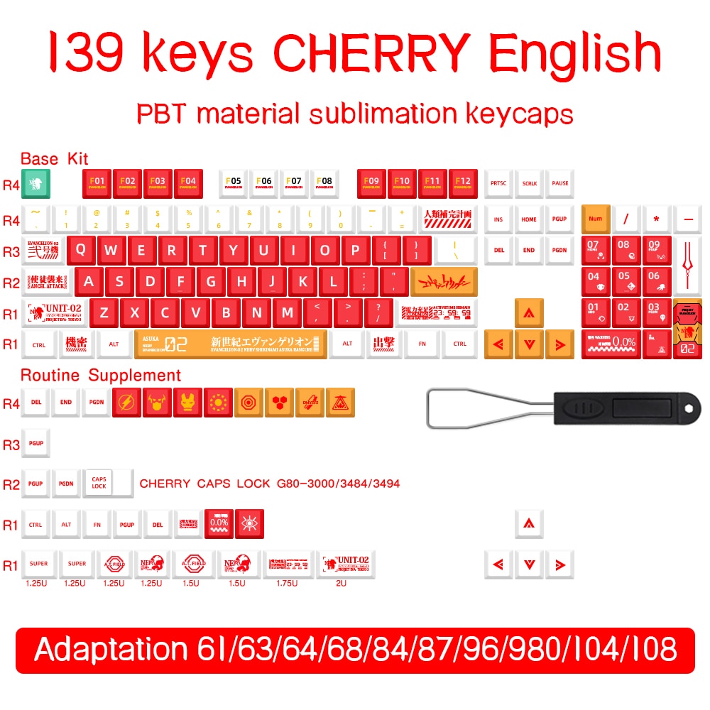 139 keys English Japanese Korean/Russian Cartoon Keycaps Cherry Profile PBT Keycap For GMK Cherry MX Switch Mechanical Keyboard