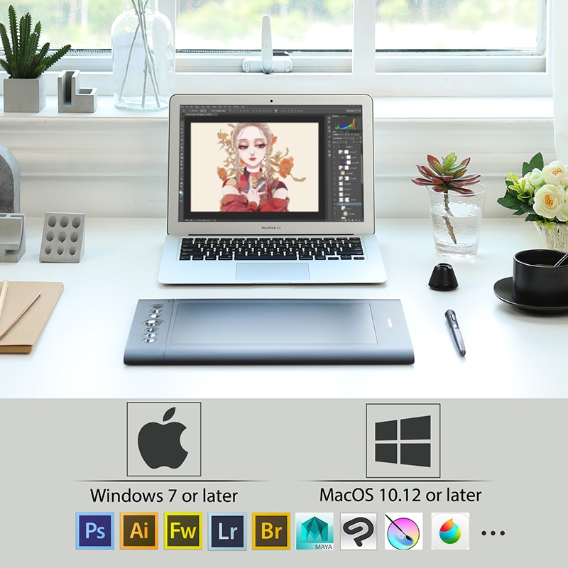 HUION H610 PRO V2 Graphic Drawing Digital Tablet 8192 Levels Tilt Function Battery-Free Pen android with 8 Press 16 Soft Keys