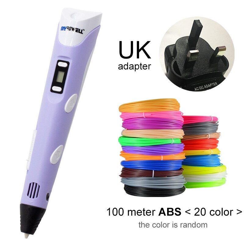 Myriwell 3D Pen LED Screen DIY 3D Printing Pen 100m ABS Filament Creative Toy Gift For Kids Design Drawing