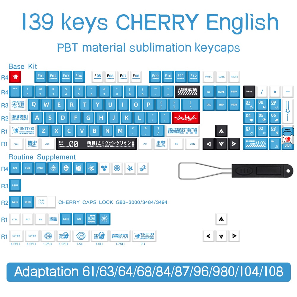 139 keys English Japanese Korean/Russian Cartoon Keycaps Cherry Profile PBT Keycap For GMK Cherry MX Switch Mechanical Keyboard