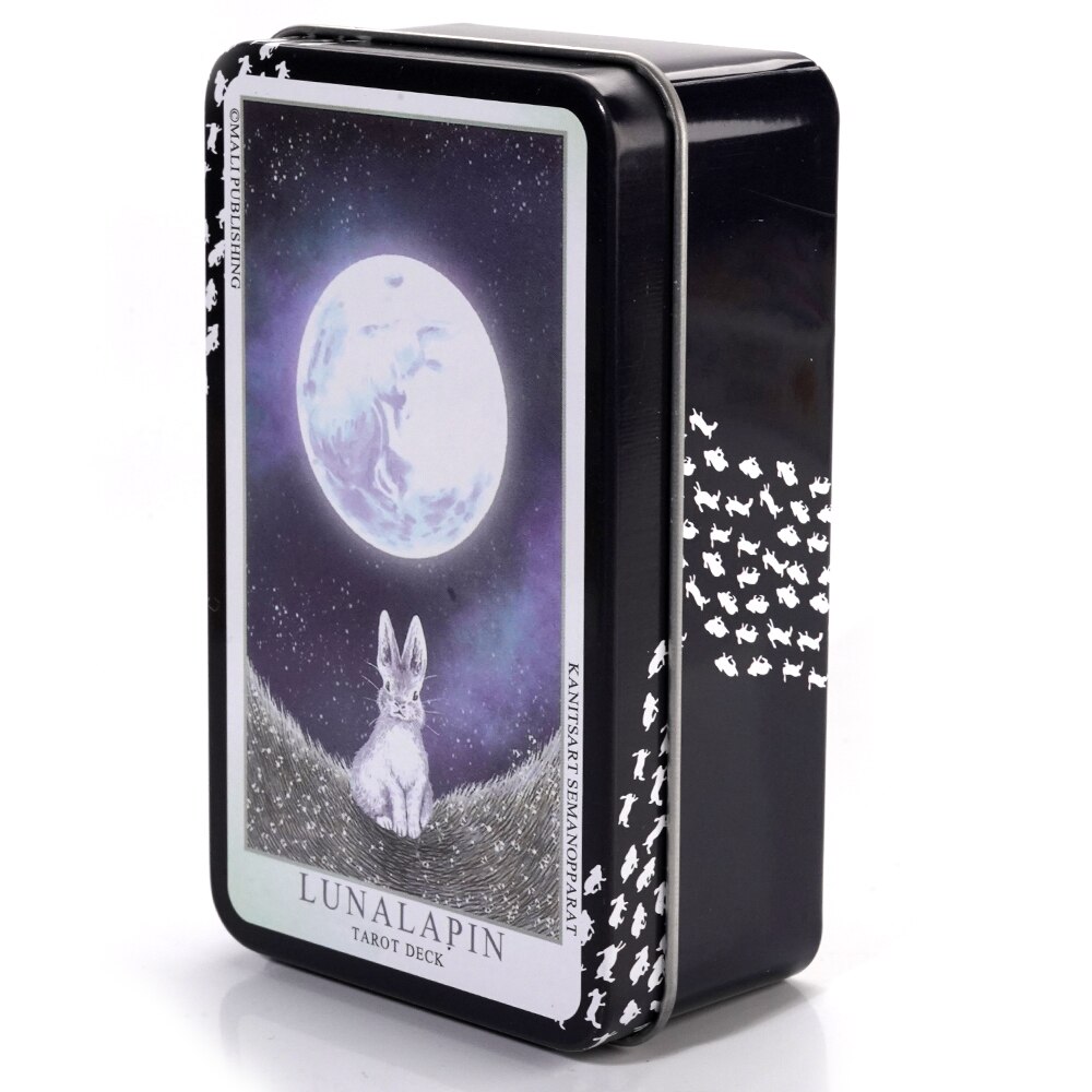 Lunalapin Tarot Luna Lapin Tarot Beginner in a Tin Metal Box High Quality 78 Card Gilded Edge Paper Booklet Based Rider Tarot