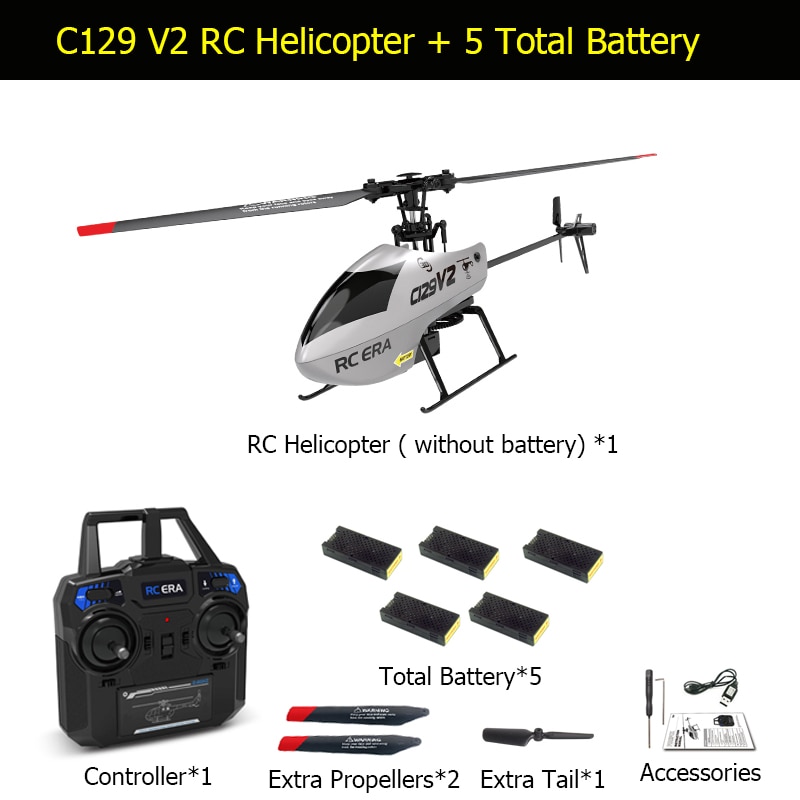 C129V2 2.4GHz RC Helicopter 6-axis Gyroscope PRO Helicopter Single Paddle Without Ailerons Remote Aircraft RC Toy