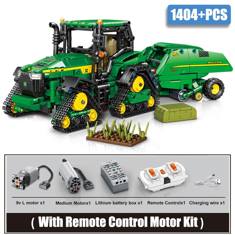 Technical 1404pcs Farm John Deere Harvester Machine Building Blocks MOC Mechanical Tractor Bricks Toys Gifts For Children Adult