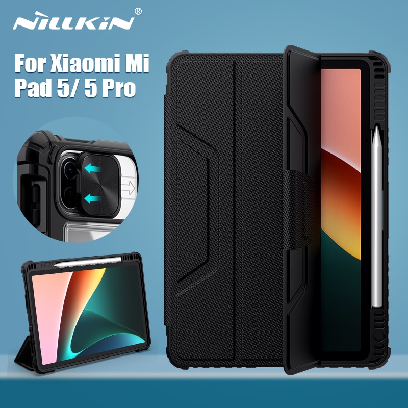 NILLKIN For Mi Pad 5 Case Magnetic Case For Xiaomi Pad5 Pro 12.4 Camera Protection Cover With Pencil Holder For Xiaomi Pad 5 pro