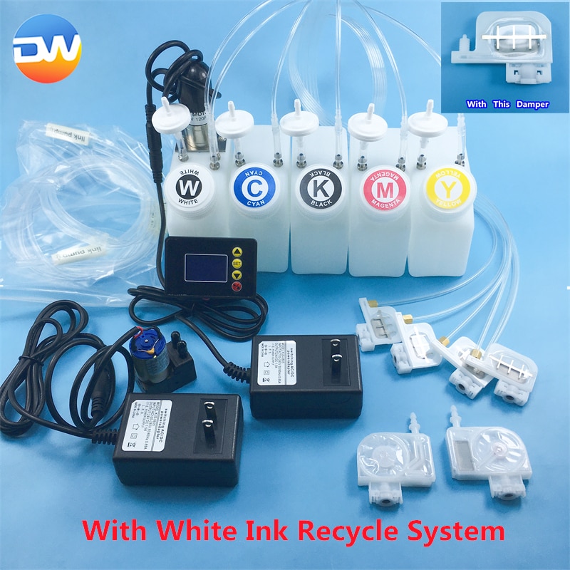 White Ink Ciss System Motor CMYK Color White Tank L1800 L805 Printer Modify Machine Tank with Stirrer DTF 250ml ink tank