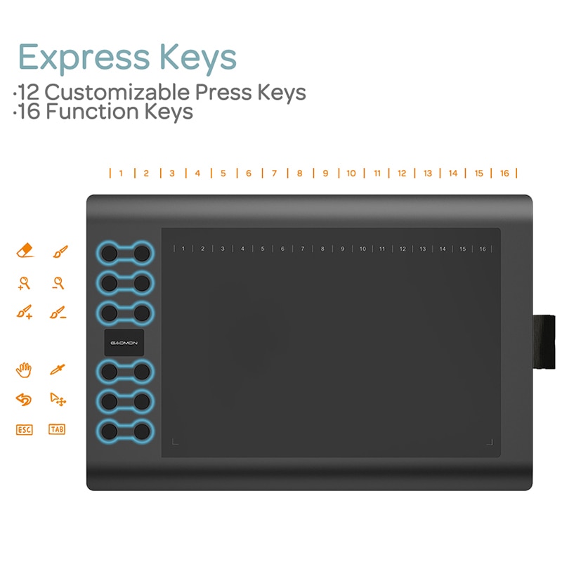 GAOMON M106K PRO 10'' Graphics Drawing Tablet with 8192 Levels Tilt Supported Battery-free Art Stylus for Windows/Mac/Android OS