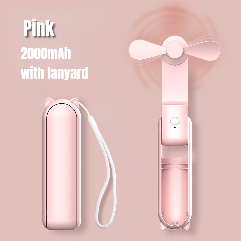 Mini Portable Usb Fan Handheld Electric Fans Rechargeable Silent Pocket Cooling Hand Eventail With Light