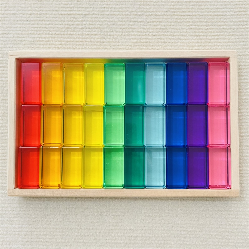 Acrylic Cubes Blocks Gem Blocks Kids Learning Color Light & Shadow Transmission Stacking Toys Baby Montessori Educational Toys