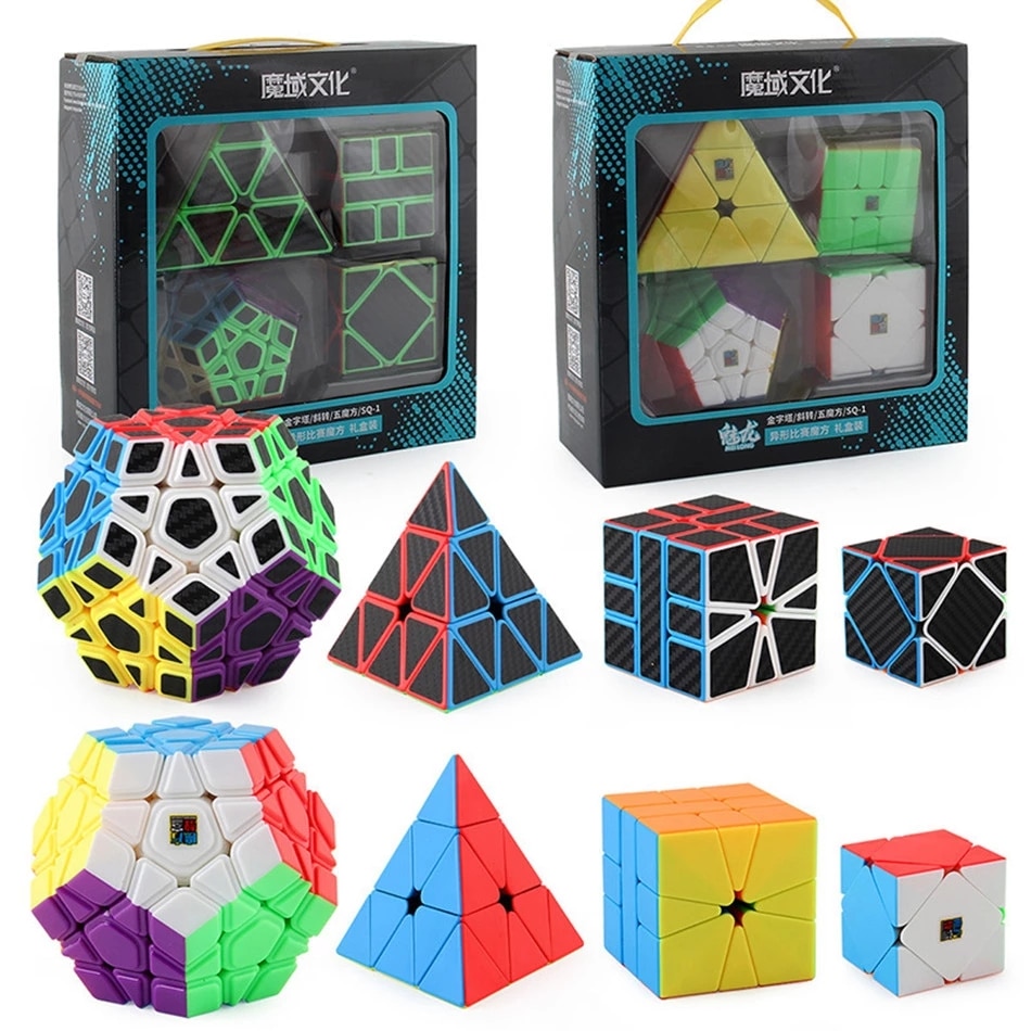 MoYu Cube Gift Box 2x2 3x3 4x4 5x5 Magic Cube SQ-1 Speed Cube Puzzle Game Cube Carbon Fiber Sticker Cubo Present Gift For Kids