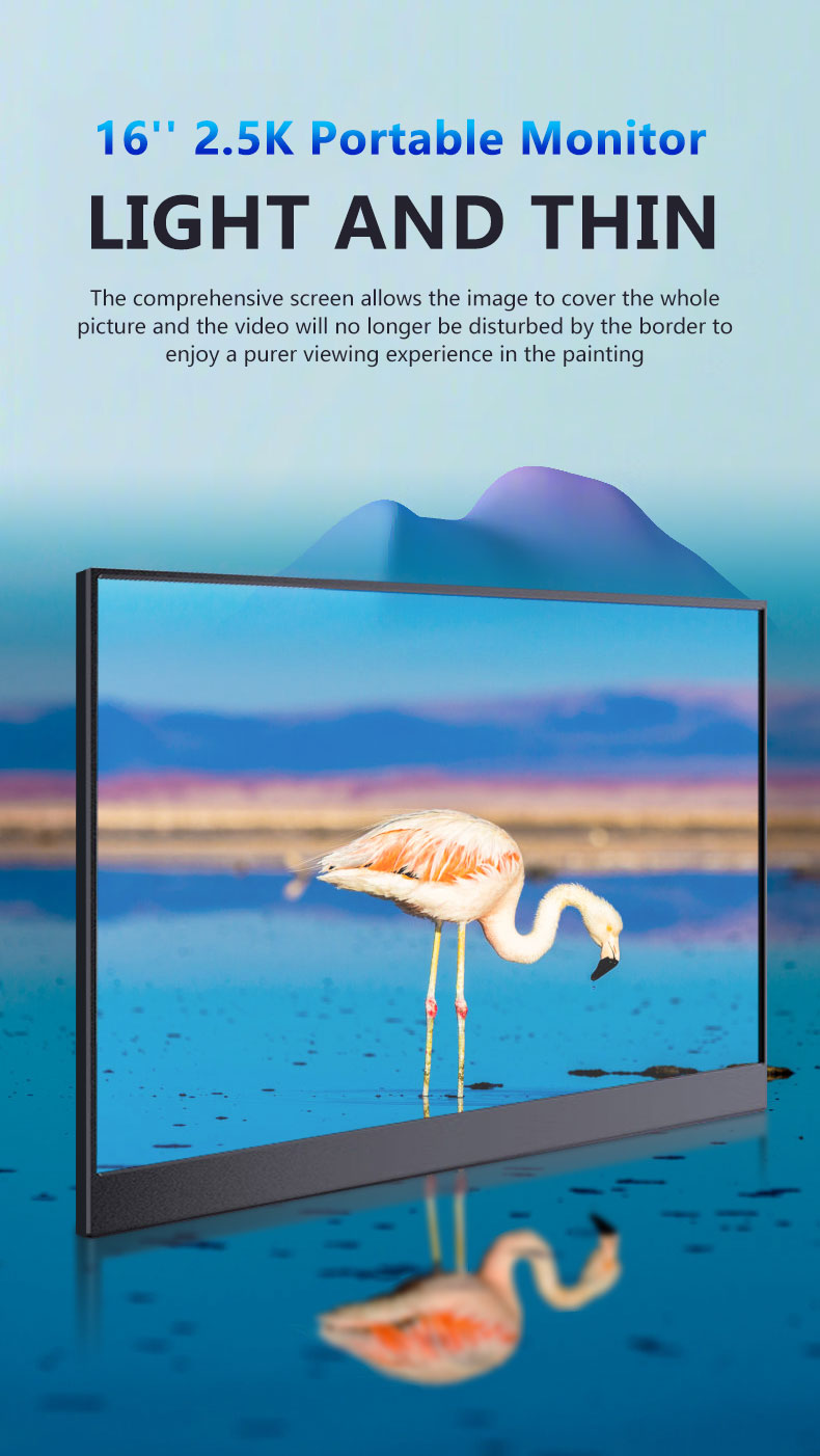 16 Inch 2.5K 144Hz Gaming Portable Monitor Touch LCD USB C HDMI Gamer Secondary Screen Swtich PS5 Smartphone Game PC Computer