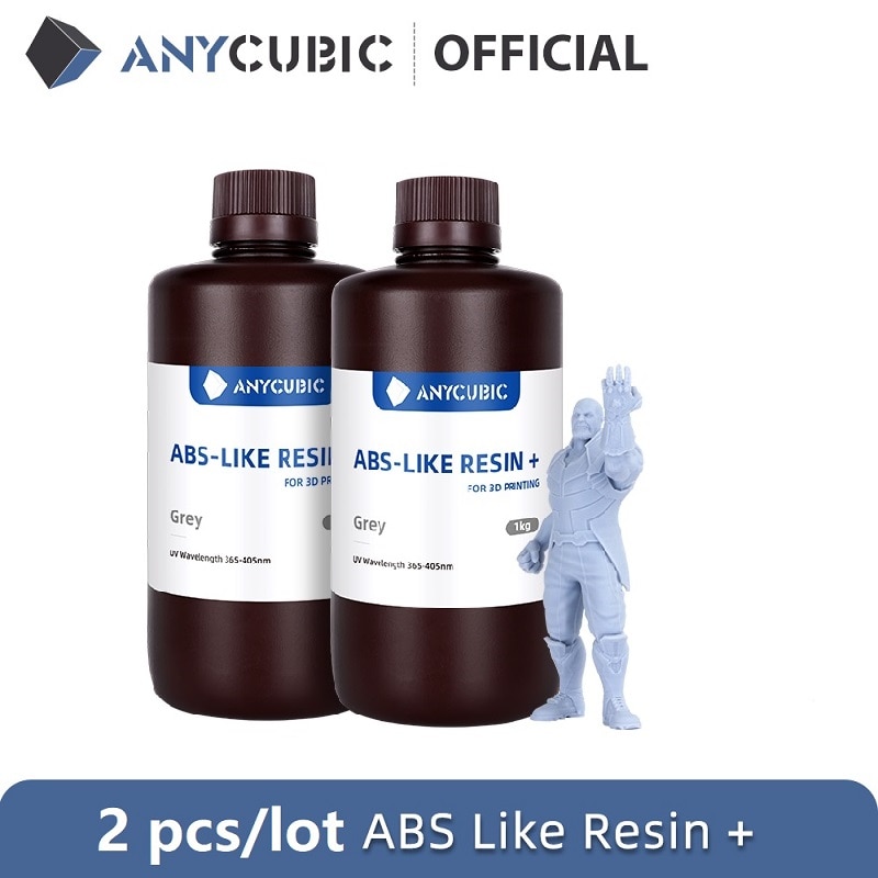 New 2 pieces/lot ANYCUBIC ABS Like+ UV Curing 405nm Standard Photopolymer Resin ABS 3D Resin High Precision for LCD