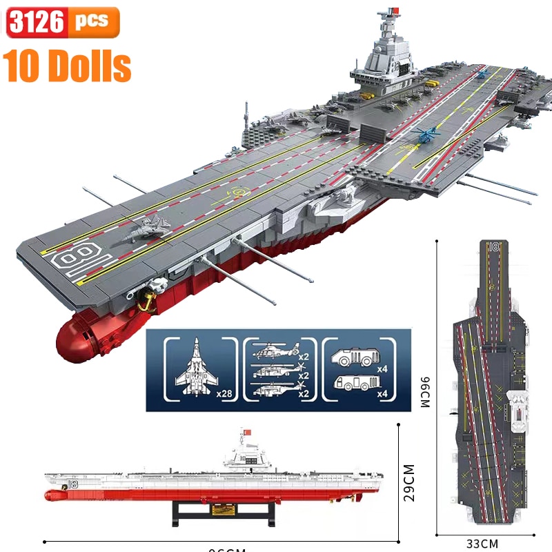 Sembo Block ShanDong Aircraft Carrier With LED Building Blocks Military Battleship Brick Weapon Warship Toys Warcraft Ship Boat