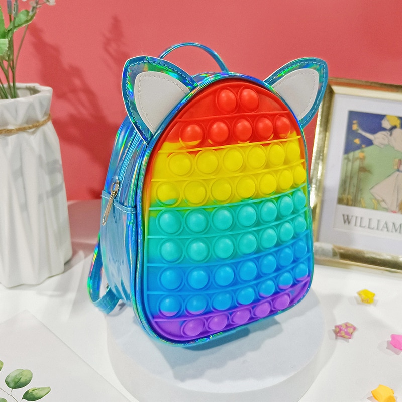 Pop Backpack for Children Girls Push Bubbles Bag Antistress Toys for Kids Student Simple Dimple Crossbody Bags School Backpack