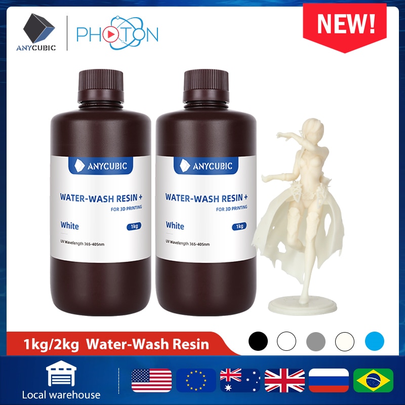 Anycubic Water-Wash Resin 3D Printers Resin Water-Washable 365-405nm  for LCD DLP Photon M3 Plus Max 7K mono 6K Printing
