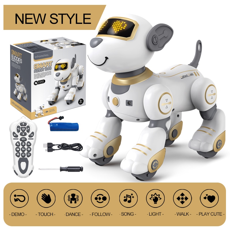 Funny RC Robot Electronic Dog Stunt Dog Voice Command Touch-sense Music Song Robot Dog for Boys Girls Children's Toys 18011