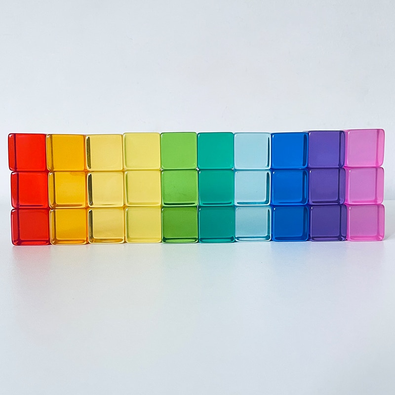 Acrylic Cubes Blocks Gem Blocks Kids Learning Color Light & Shadow Transmission Stacking Toys Baby Montessori Educational Toys