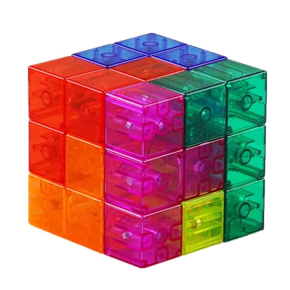 YJ DIY Magnetic Cube Building Blocks 3D Magnet Tile 7Pcs Set Puzzle Speed Cube 54pcs Guide Cards IntelligenceToys For Children
