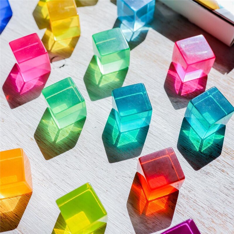 Acrylic Cubes Blocks Gem Blocks Kids Learning Color Light & Shadow Transmission Stacking Toys Baby Montessori Educational Toys
