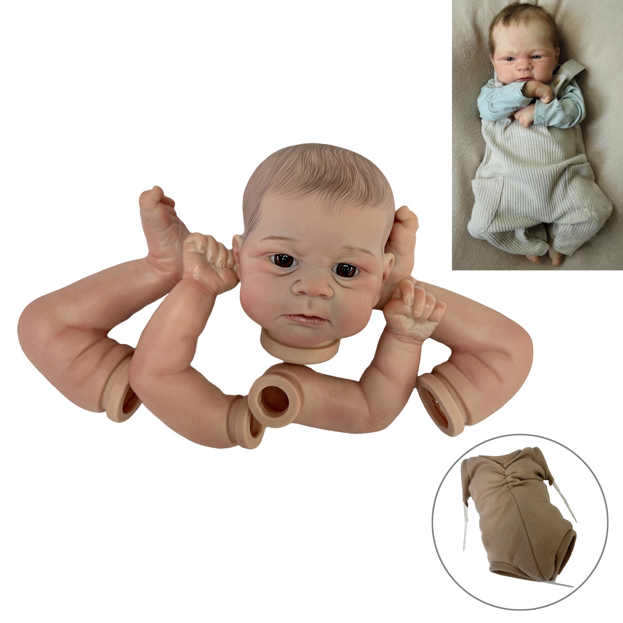 18” Kit Elijah Reborn sin pintar Handmade Vinyl Bebe Reborn Doll Kits Lifelike Painted kits DIY Reborn Accessories реборн