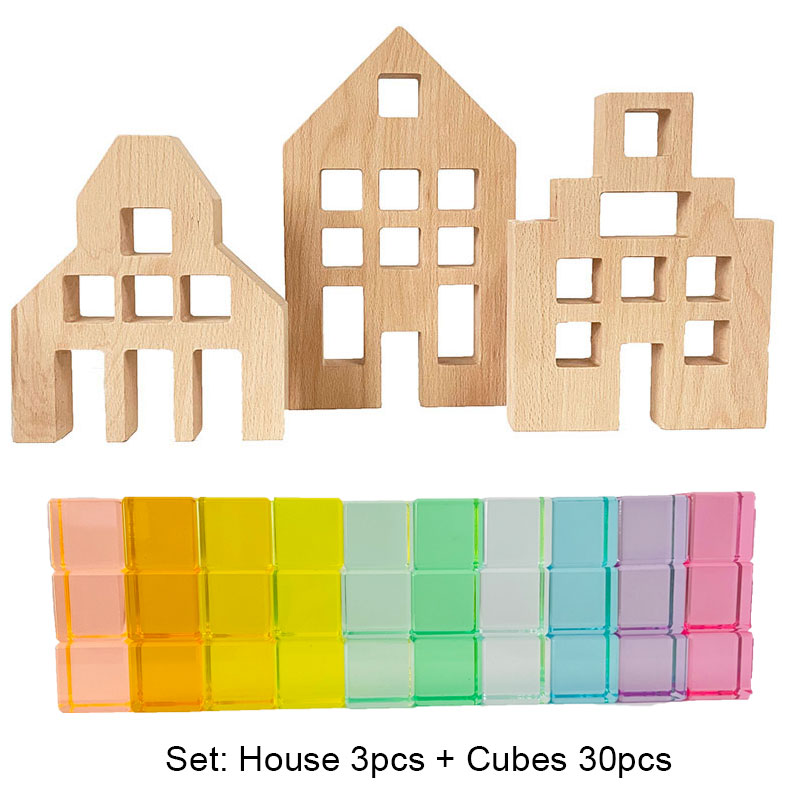 Acrylic Cubes Blocks Gem Blocks Kids Learning Color Light & Shadow Transmission Stacking Toys Baby Montessori Educational Toys