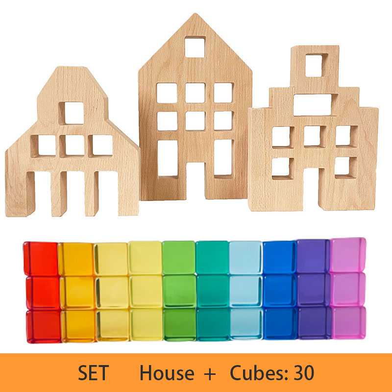 Acrylic Cubes Blocks Gem Blocks Kids Learning Color Light & Shadow Transmission Stacking Toys Baby Montessori Educational Toys