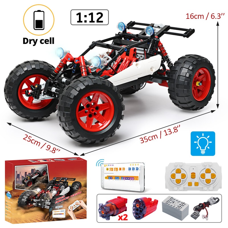 KAIYU 366PCS LED City RC Car MOC Building Blocks APP Remote Control Programming Off-road Vehicle Bricks Toys For Boys
