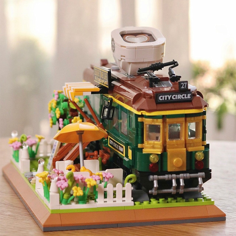 Mini City Corner Streetview Train Coffee House Model Bricks Micro Building Block Creative Expert Artistic Toys Gift Kids Friends