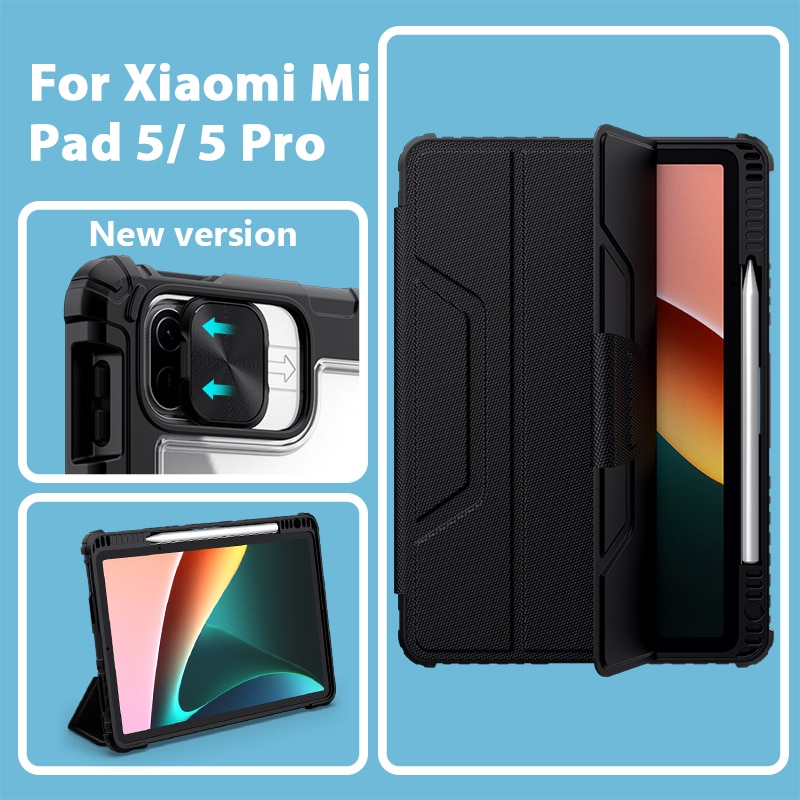 NILLKIN For Mi Pad 5 Case Magnetic Case For Xiaomi Pad5 Pro 12.4 Camera Protection Cover With Pencil Holder For Xiaomi Pad 5 pro