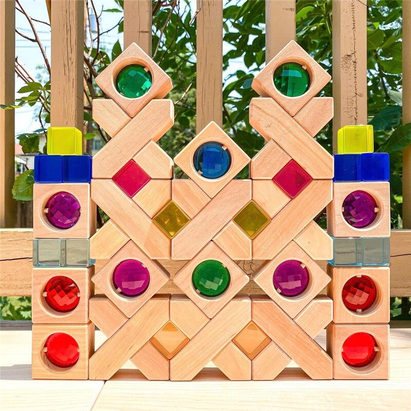 Acrylic Cubes Blocks Gem Blocks Kids Learning Color Light & Shadow Transmission Stacking Toys Baby Montessori Educational Toys
