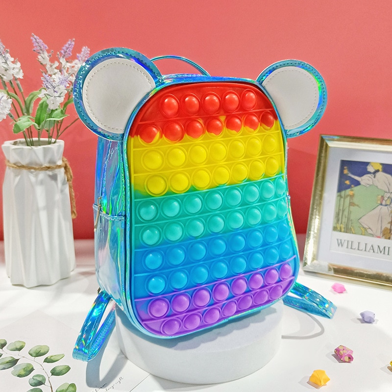 Pop Backpack for Children Girls Push Bubbles Bag Antistress Toys for Kids Student Simple Dimple Crossbody Bags School Backpack
