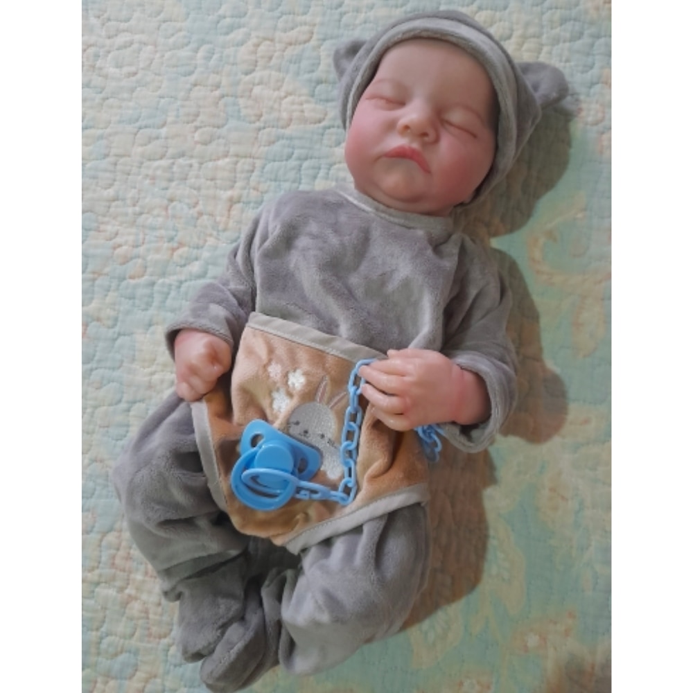 17Inch Lifelike Finished Bebe Reborn Full Vinyl Boy Body Washable Doll Levi Awake or Sleeping Toy Figure For Girls Surprise Gift