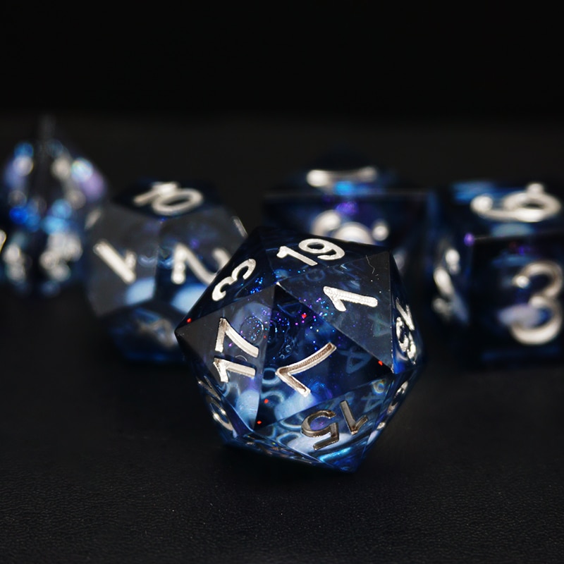 New Clear Liquid Core dice Sets DND Polyhedron Resin Handmade dice sharp dice Quicksand 7pcs