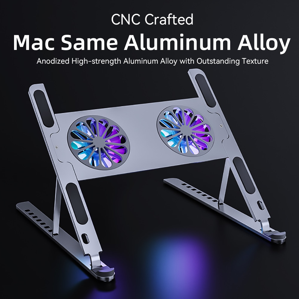 Aluminum Adjustable Laptop Stand For Macbook Computer PC iPad Tablet Support Notebook Stand Cooling Fan Pad Laptop Holder Base