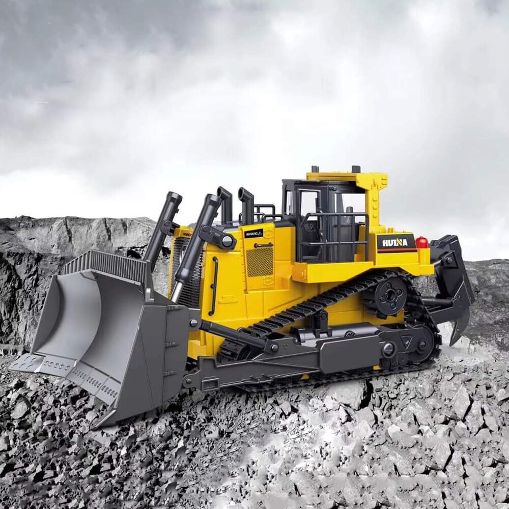 HUINA 1:16 1569 Remote Control Truck 8CH RC Bulldozer Machine on Control Car Toys for Boys Hobby Engineering New Christmas Gifts