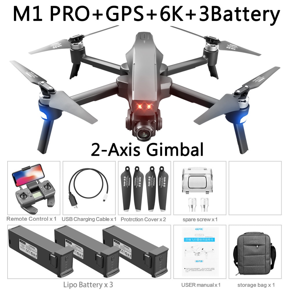 2021 M1 Pro 2 drone 4k HD mechanical 2-Axis gimbal camera 5G wifi gps system supports TF card drones distance 1.6km