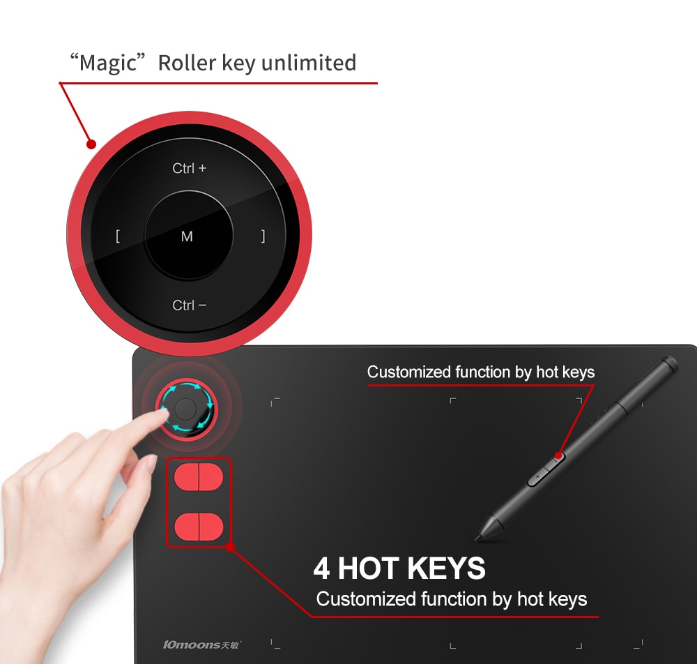10moons G20 Graphic Drawing Tablet with roller key Large Active Area Digital  Tablet  Support Android Phone with gifts