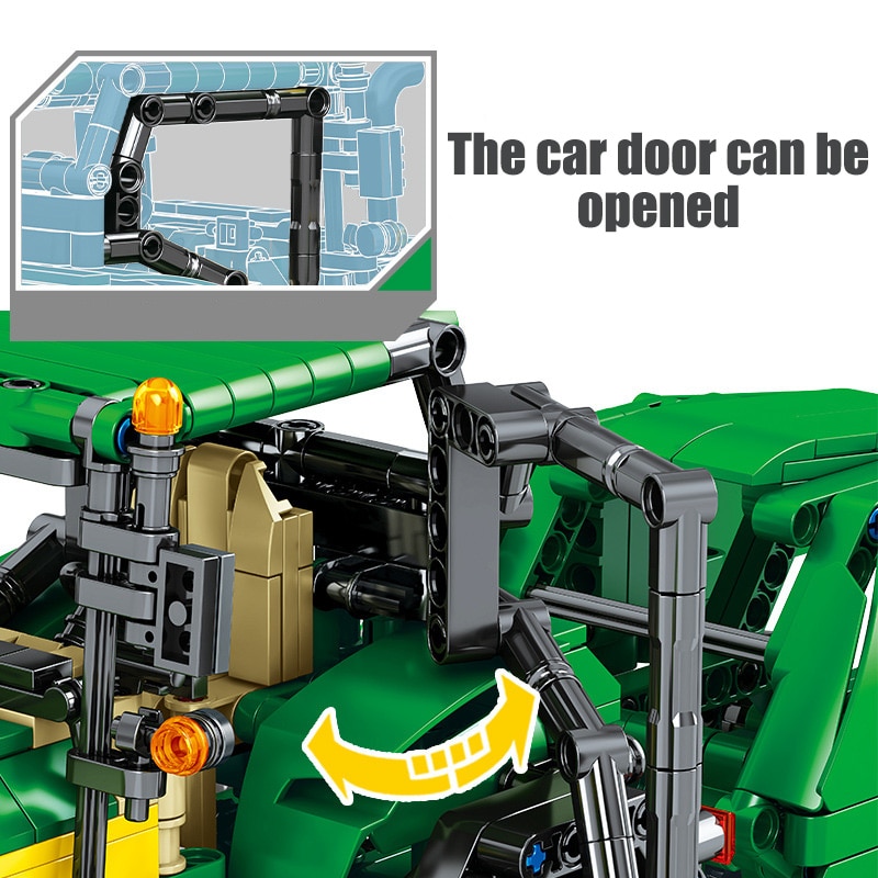 Technical 1404pcs Farm John Deere Harvester Machine Building Blocks MOC Mechanical Tractor Bricks Toys Gifts For Children Adult