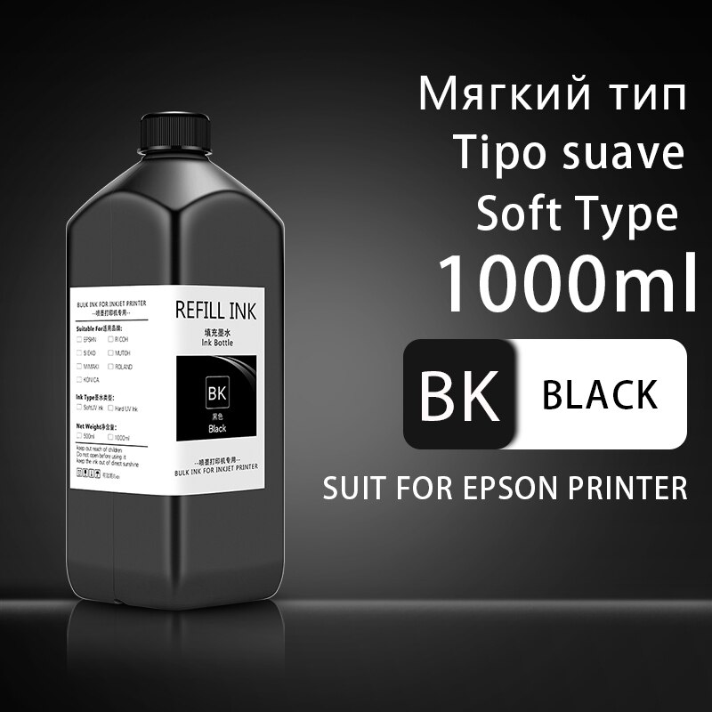 1000ML UV Curing Ink For Epson XP600 TX800 XP-600 TX-800 L800 L805 L1800 R290 R300 1390 1400 1410 1430 DX5 DX7 DX10 UV Printer
